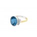 Pre-owned 9ct Yellow Gold Blue Topaz & Diamond Ring