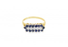 Pre-owned Vintage 18ct Yellow Gold Sapphire & Diamond Cluster Ring 