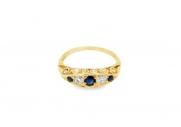 Pre-owned Vintage 18ct Yellow Gold Sapphire & Diamond Ring