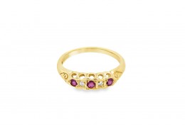 Pre-owned Vintage 18ct Yellow Gold Ruby & Diamond Ring 