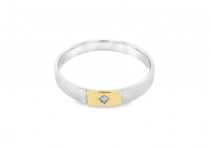 Pre-owned 9ct White & Yellow Gold Diamond Ring 