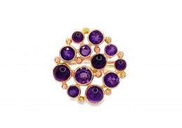 Pre-owned 9ct Yellow Gold Amethyst Bubble Ring