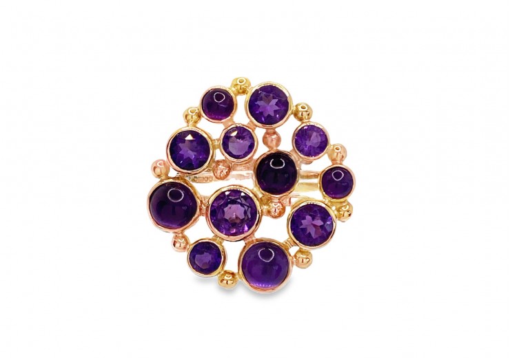 Pre-owned 9ct Yellow Gold Amethyst Bubble Ring Pre-owned 9ct Yellow Gold Amethyst Bubble Ring