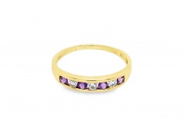 Pre-owned 9ct Yellow Gold Amethyst & Cubic Zirconia Eternity Ring
