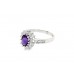 Pre-owned 9ct White Gold Amethyst & Cubic Zirconia Cluster Ring