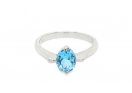 Pre-owned 14ct White Gold Blue Topaz Ring