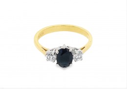 Pre-owned 9ct Yellow Gold Sapphire & Cubic Zirconia Ring