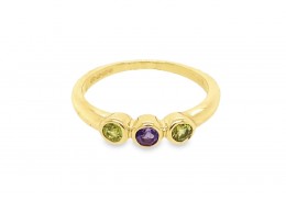Pre-owned 9ct Yellow Gold Amethyst & Peridot Ring