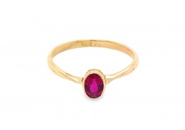 Pre-owned 9ct Rose Gold Synthetic Ruby Ring
