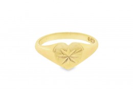 Pre-owned 9ct Yellow Gold Heart Signet Ring