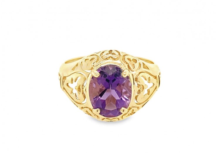 Pre-owned 9ct Yellow Gold Amethyst Ring