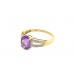 Pre-owned 9ct Yellow Amethyst & Diamond Ring