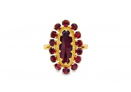 Pre-owned 18ct Yellow Gold Garnet Cluster Ring