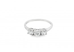Pre-owned 9ct White Gold White Zircon Trilogy Ring