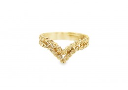 Pre-owned 9ct Yellow Gold Rope Style Wishbone Ring