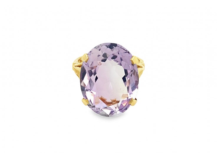 Pre-owned Vintage 9ct Yellow Gold Amethyst Ring 