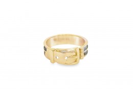 Pre-owned 9ct 2 Colour Gold Buckle Ring 