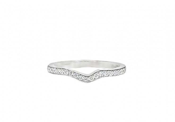 Pre-owned Platinum Shaped Half Eternity Diamond Ring
