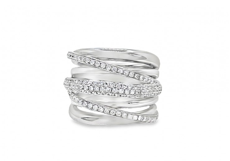 Pre-owned 18ct White Gold Multi Strand Diamond Ring