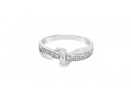 Pre-owned 9ct White Gold 0.10ct Diamond Cross Over Fancy Ring