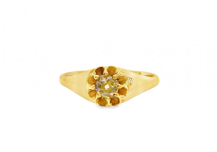 Pre-owned 18ct Yellow Gold Old Cut Yellow Diamond Ring