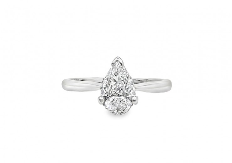 Pre-owned Platinum Pear Cut Diamond Solitaire Ring
