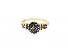 Pre-owned 9ct Yellow Gold Black Diamond Cluster Ring 