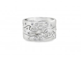 Pre-owned 18ct White Gold Georg Jensen 3 Part Diamond Ring