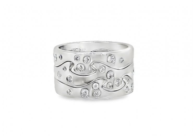 Pre-owned 18ct White Gold Georg Jensen 3 Part Diamond Ring Pre-owned 18ct White Gold Georg Jensen 3 Part Diamond Ring