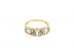 Pre-owned 9ct Yellow Gold Aquamarine & Tanzanite Ring