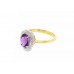 9ct Yellow Gold Amethyst & Diamond Ring