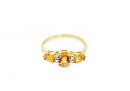 Pre-owned 9ct Yellow Gold Citrine & Diamond Ring
