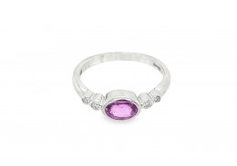 Pre-owned 18ct White Gold Pink Sapphire & Diamond Ring Pre-owned 18ct White Gold Pink Sapphire & Diamond Ring