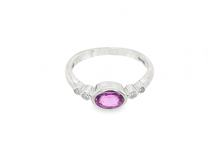Pre-owned 18ct White Gold Pink Sapphire & Diamond Ring Pre-owned 18ct White Gold Pink Sapphire & Diamond Ring