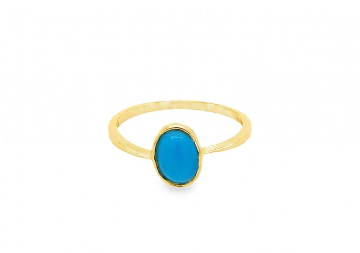 Pre-owned Vintage 18ct Yellow Gold Turquoise Ring