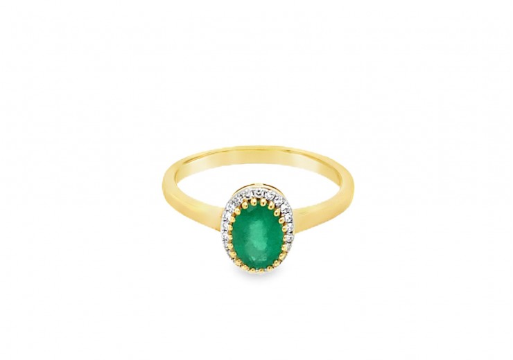 9ct Gold Emerald & Diamond Ring