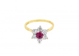 Pre-owned 9ct Gold Ruby & Cubic Zirconia Ring