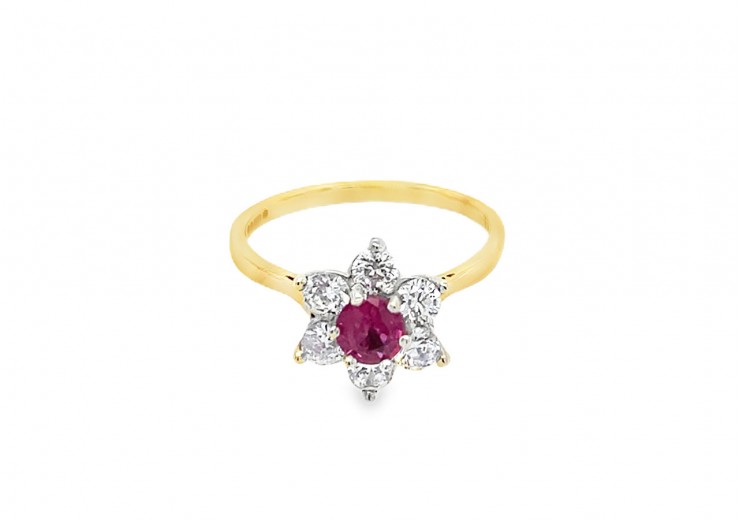 Pre-owned 9ct Gold Ruby & Cubic Zirconia Ring