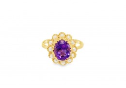 9ct Gold Pearl & Amethyst Ring