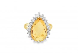 9ct Gold Citrine & Cubic Zirconia Ring