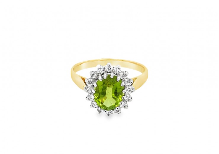 9ct Gold Peridot & Cubic Zirconia Ring