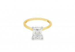 18ct Gold Emerald Cut Lab Diamond Ring 