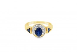 Pre-owned 9ct Yellow Gold Sapphire & Diamond Ring