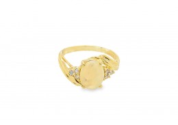 Pre-owned 14ct Yellow Gold Opal & Diamond Ring