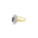 Pre-owned 9ct Yellow Gold Sapphire & Cubic Zirconia Cluster Ring