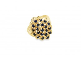 Pre-owned 9ct Yellow Gold Sapphire Cluster Ring