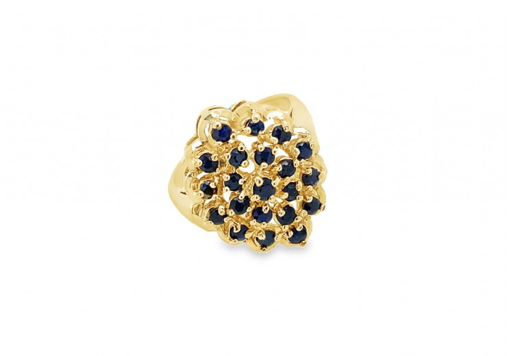 Pre-owned 9ct Yellow Gold Sapphire Cluster Ring