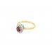 Pre-owned 9ct Yellow Gold Garnet & Diamond Cluster Ring