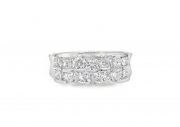 Pre-owned Platinum Double Row Diamond Ring