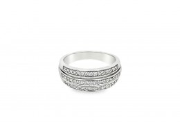 Pre-owned 9ct White Gold Three Row Diamond Ring